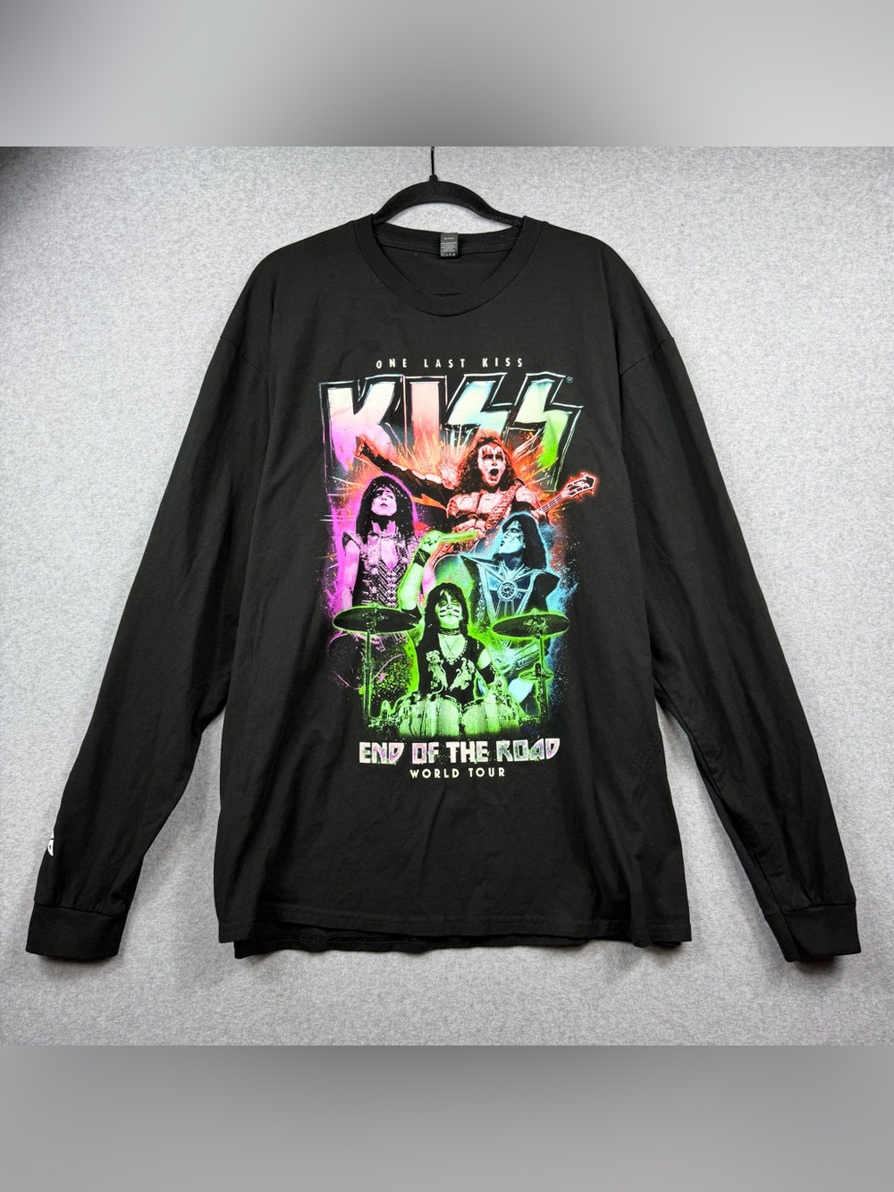 KISS End of the Road World Tour Black Long Sleeve Graphic T-shirt Size XXL